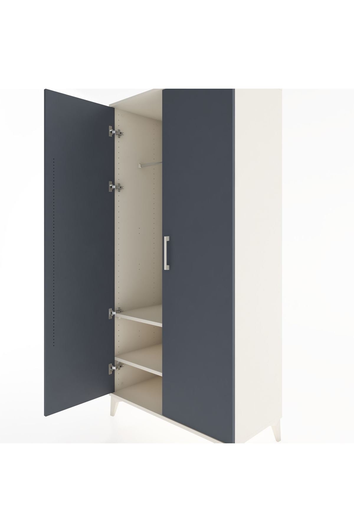 Hyperion Dolap 2 Raflı 2 Kapaklı Tek Askılı 88x44x182 Aytaşı-Antrasit