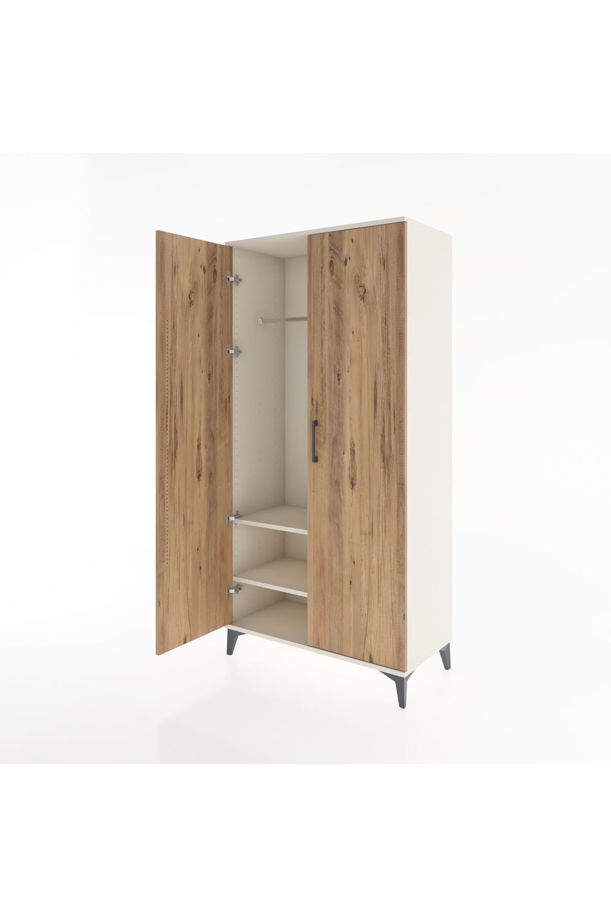 Hyperion Dolap 2 Raflı 2 Kapaklı Tek Askılı 88x44x182 Aytaşı-Çam