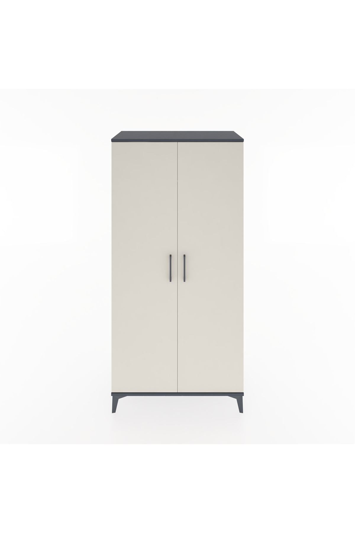 Hyperion Dolap 2 Raflı 2 Kapaklı Tek Askılı 88x44x182 Antrasit-Aytaşı