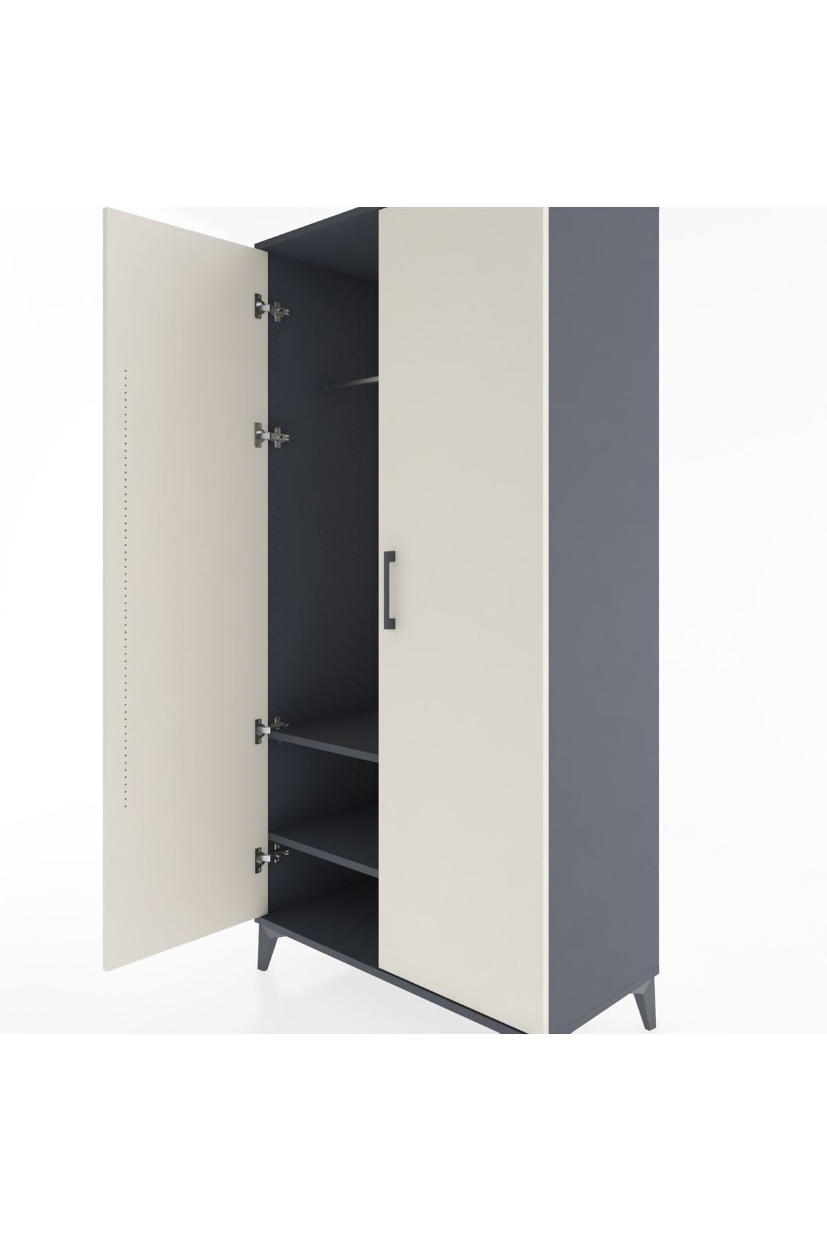 Hyperion Dolap 2 Raflı 2 Kapaklı Tek Askılı 88x44x182 Antrasit-Aytaşı