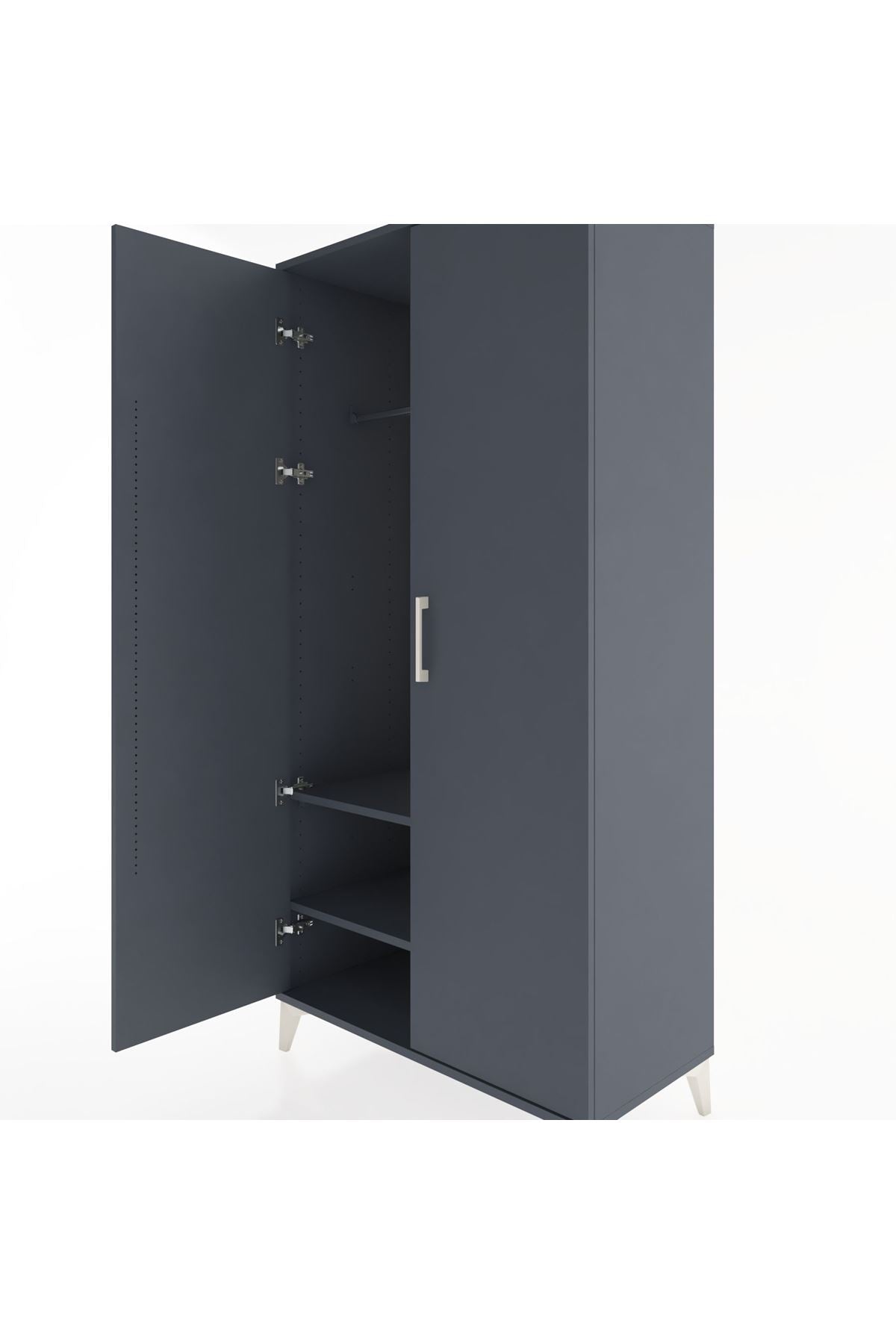 Hyperion Dolap 2 Raflı 2 Kapaklı Tek Askılı 88x44x182 Antrasit-Antrasit