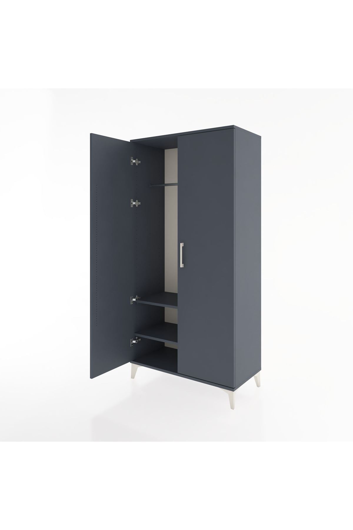 Hyperion Dolap 2 Raflı 2 Kapaklı Tek Askılı 88x44x182 Antrasit-Antrasit