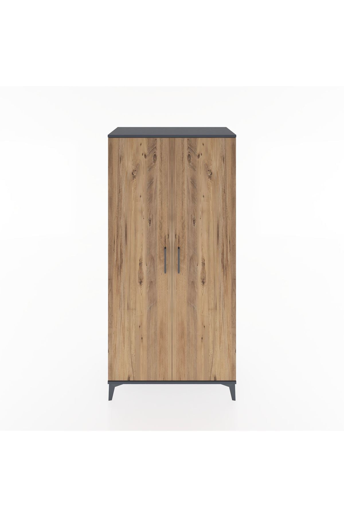 Hyperion Dolap 2 Raflı 2 Kapaklı Tek Askılı 88x44x182 Antrasit-Çam