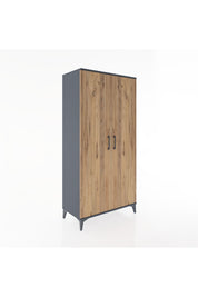 Hyperion Dolap 2 Raflı 2 Kapaklı Tek Askılı 88x44x182 Antrasit-Çam