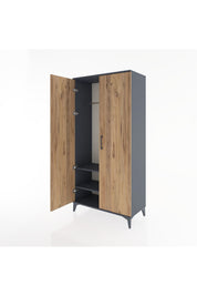 Hyperion Dolap 2 Raflı 2 Kapaklı Tek Askılı 88x44x182 Antrasit-Çam