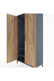 Hyperion Dolap 2 Raflı 2 Kapaklı Tek Askılı 88x44x182 Antrasit-Çam
