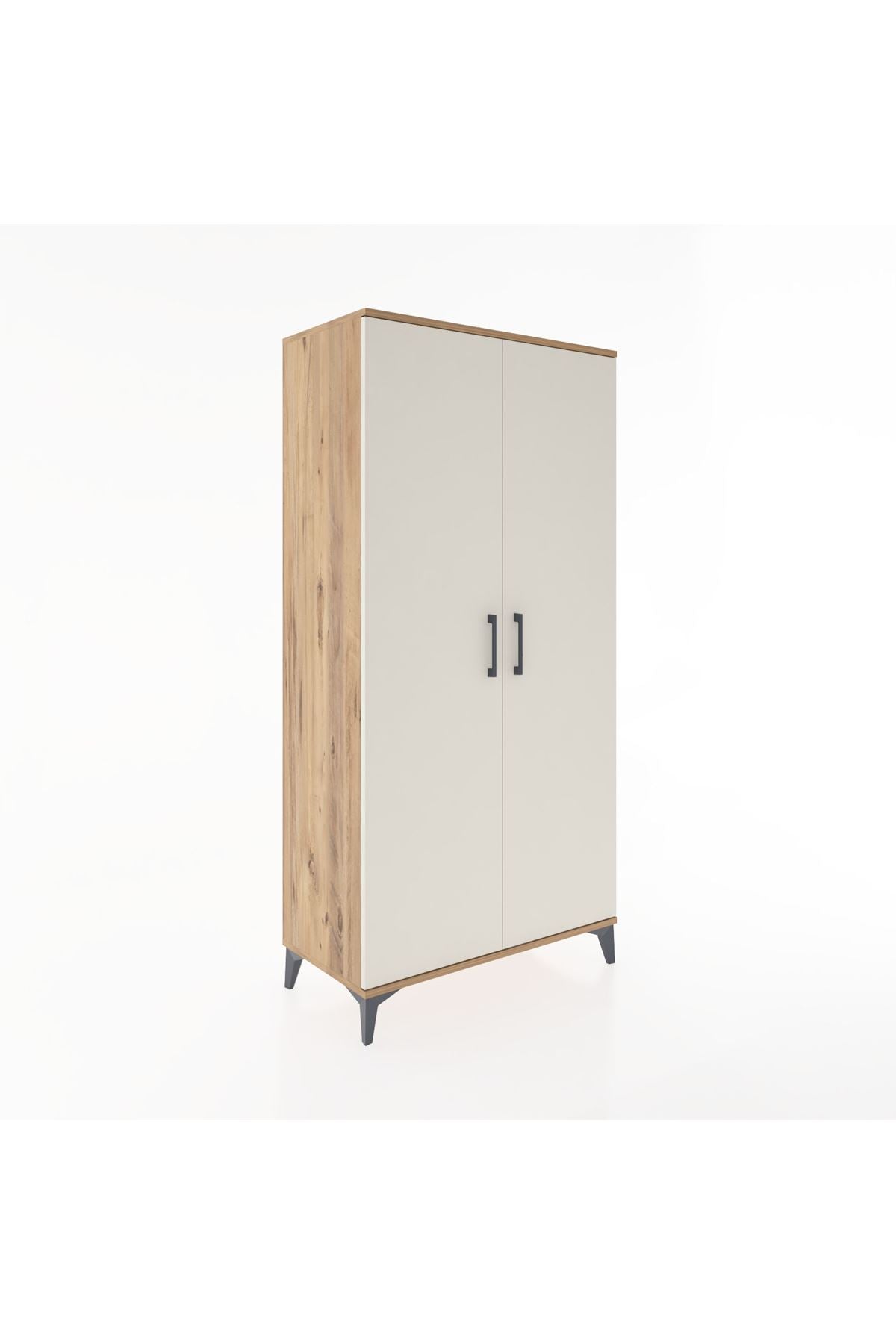 Hyperion Dolap 2 Raflı 2 Kapaklı Tek Askılı 88x44x182 Çam-Aytaşı