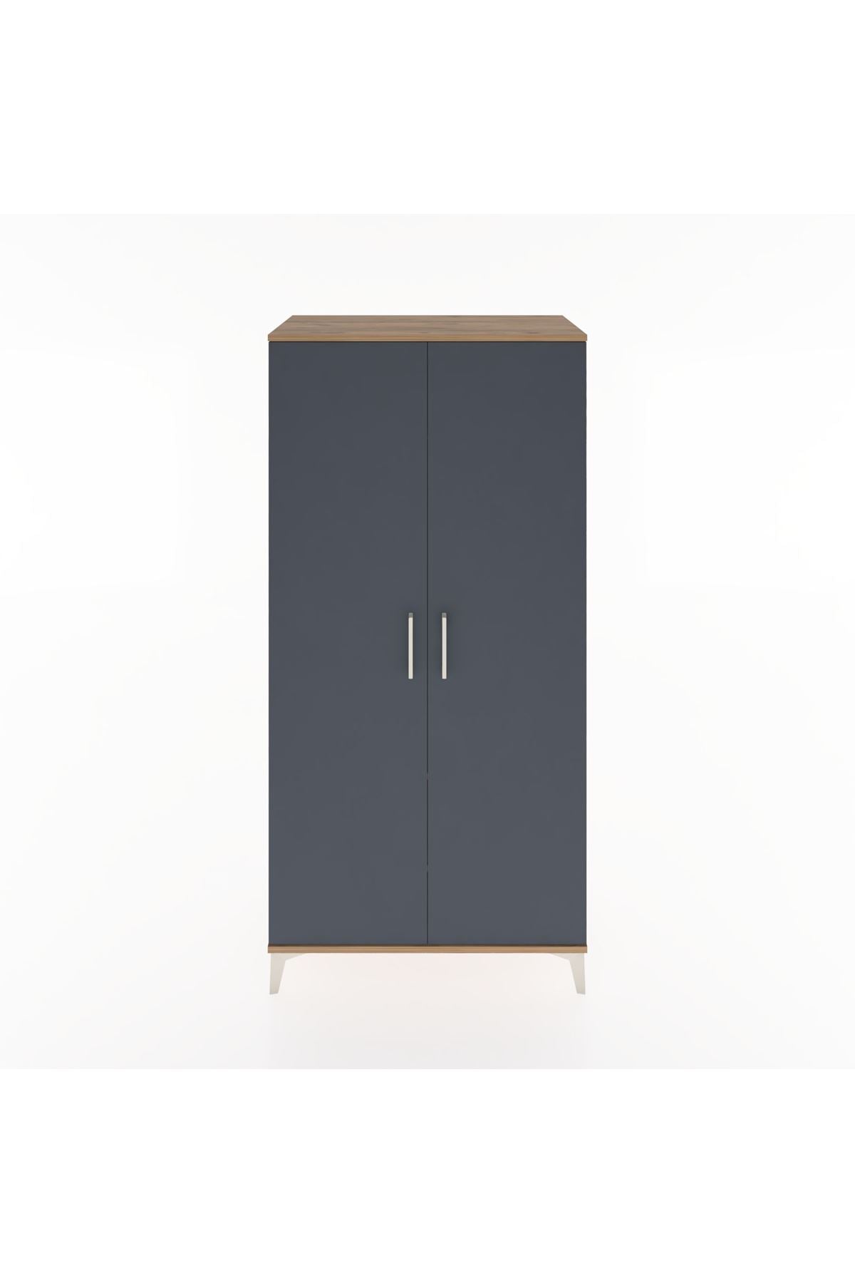 Hyperion Dolap 2 Raflı 2 Kapaklı Tek Askılı 88x44x182 Çam-Antrasit