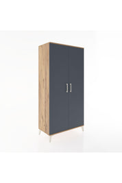 Hyperion Dolap 2 Raflı 2 Kapaklı Tek Askılı 88x44x182 Çam-Antrasit