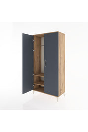 Hyperion Dolap 2 Raflı 2 Kapaklı Tek Askılı 88x44x182 Çam-Antrasit