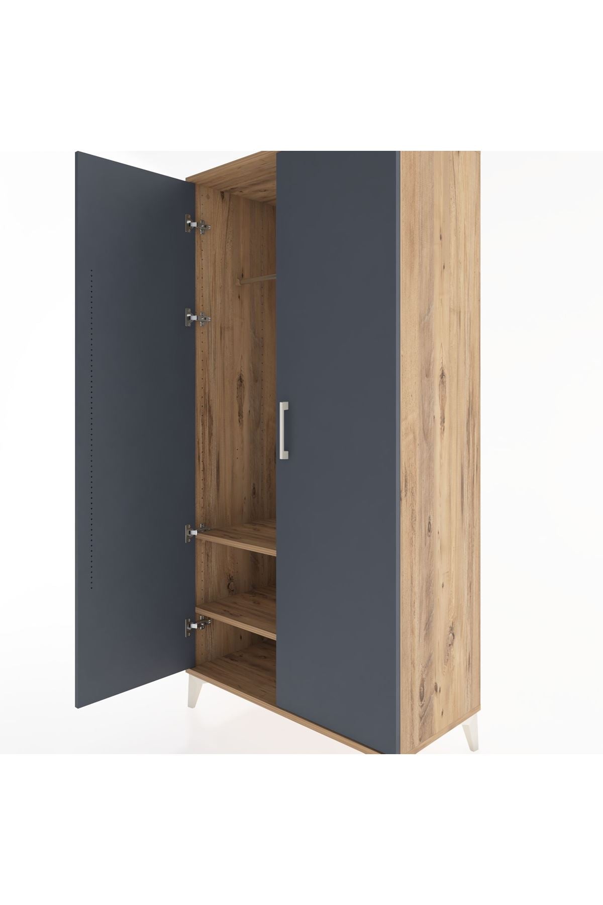 Hyperion Dolap 2 Raflı 2 Kapaklı Tek Askılı 88x44x182 Çam-Antrasit