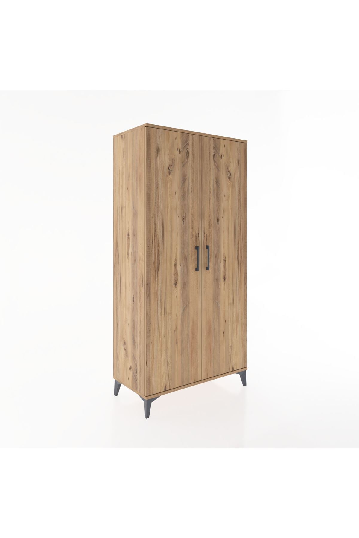 Hyperion Dolap 2 Raflı 2 Kapaklı Tek Askılı 88x44x182 Çam-Çam