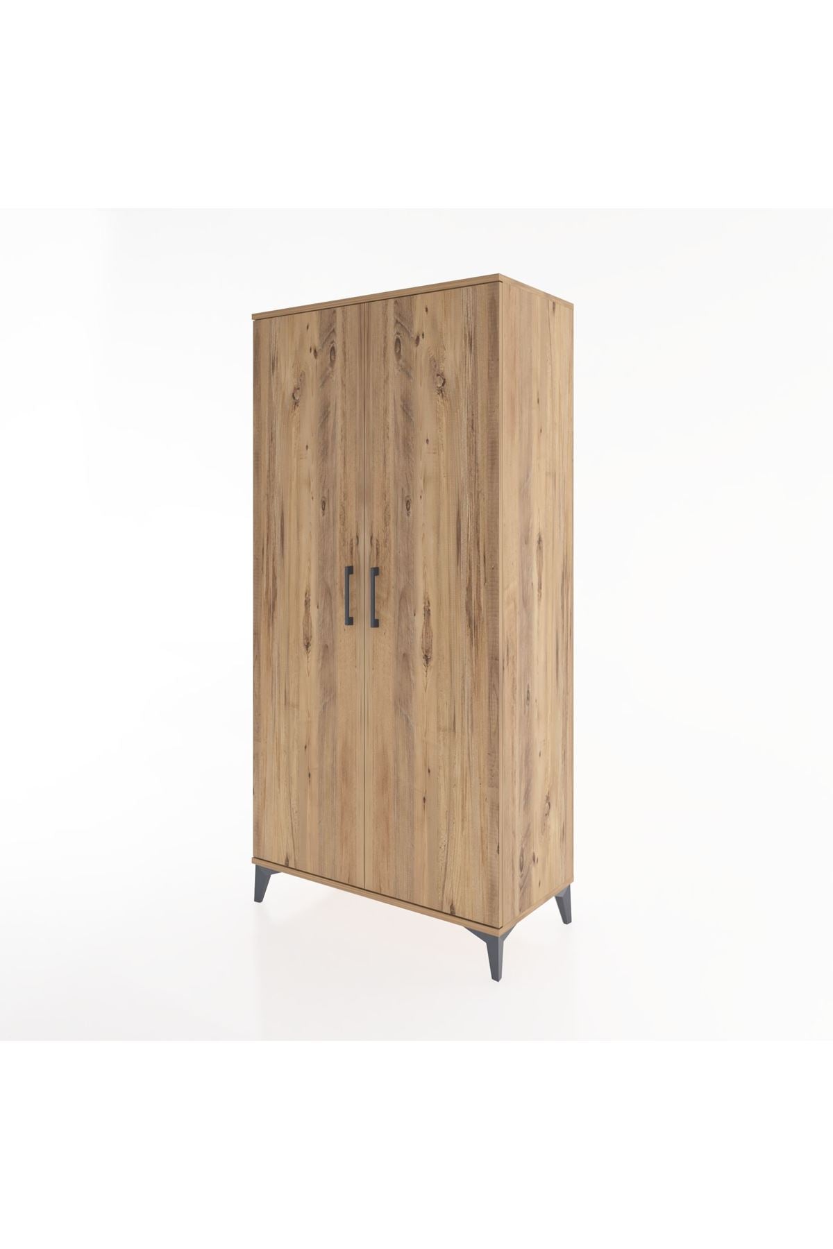 Hyperion Dolap 2 Raflı 2 Kapaklı Tek Askılı 88x44x182 Çam-Çam