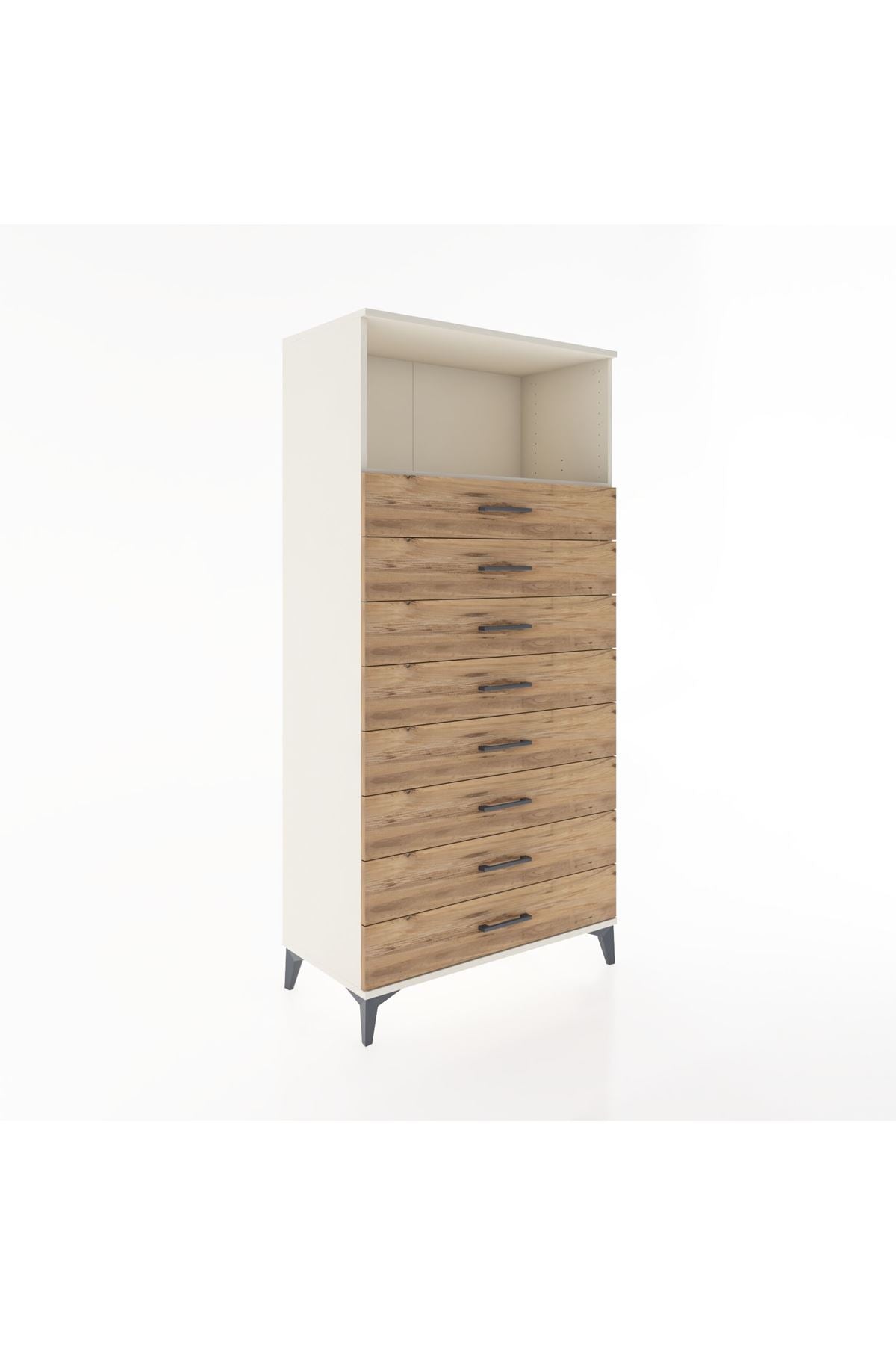 Hyperion Dolap Tek Raflı 8 Çekmeceli 88x44x182 - S57M032V3B