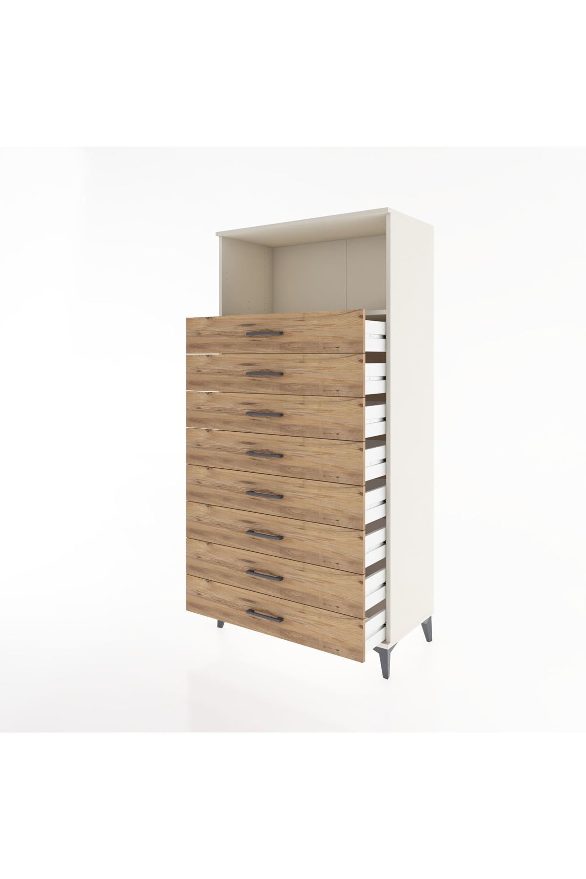 Hyperion Dolap Tek Raflı 8 Çekmeceli 88x44x182 - S57M032V3B