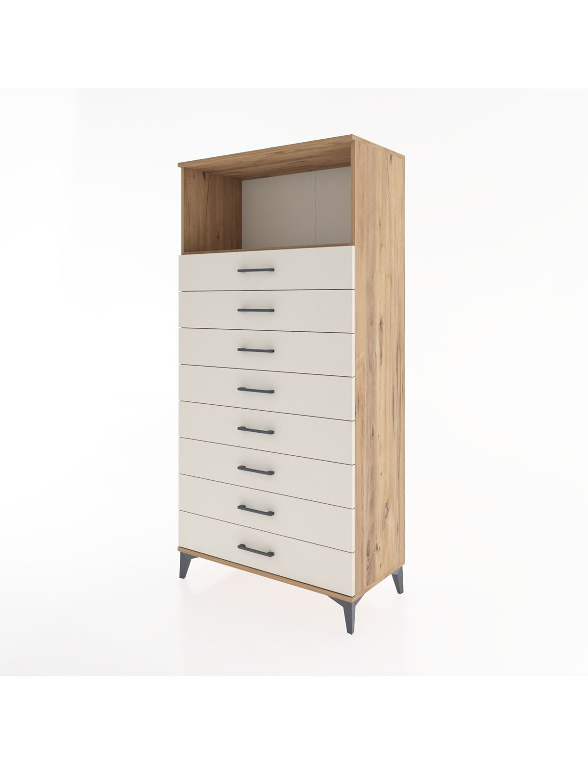 Hyperion Dolap Tek Raflı 8 Çekmeceli 88x44x182 - S57M032V7B