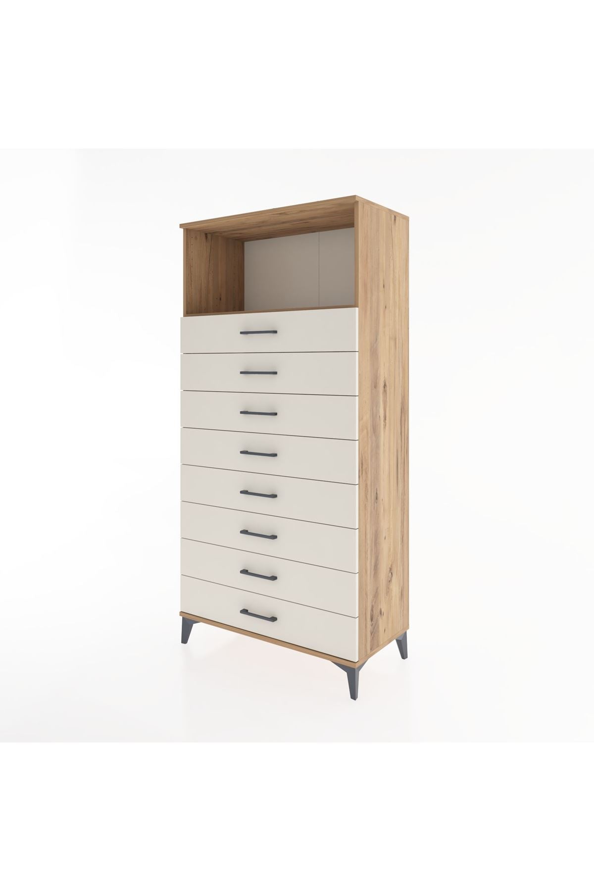 Hyperion Dolap Tek Raflı 8 Çekmeceli 88x44x182 - S57M032V7B