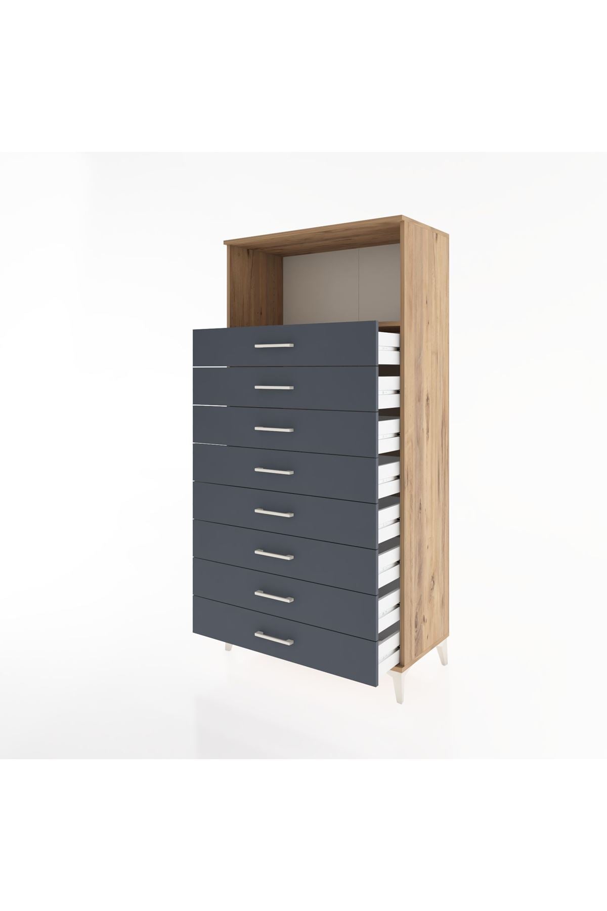 Hyperion Dolap Tek Raflı 8 Çekmeceli 88x44x182 - S57M032V8B