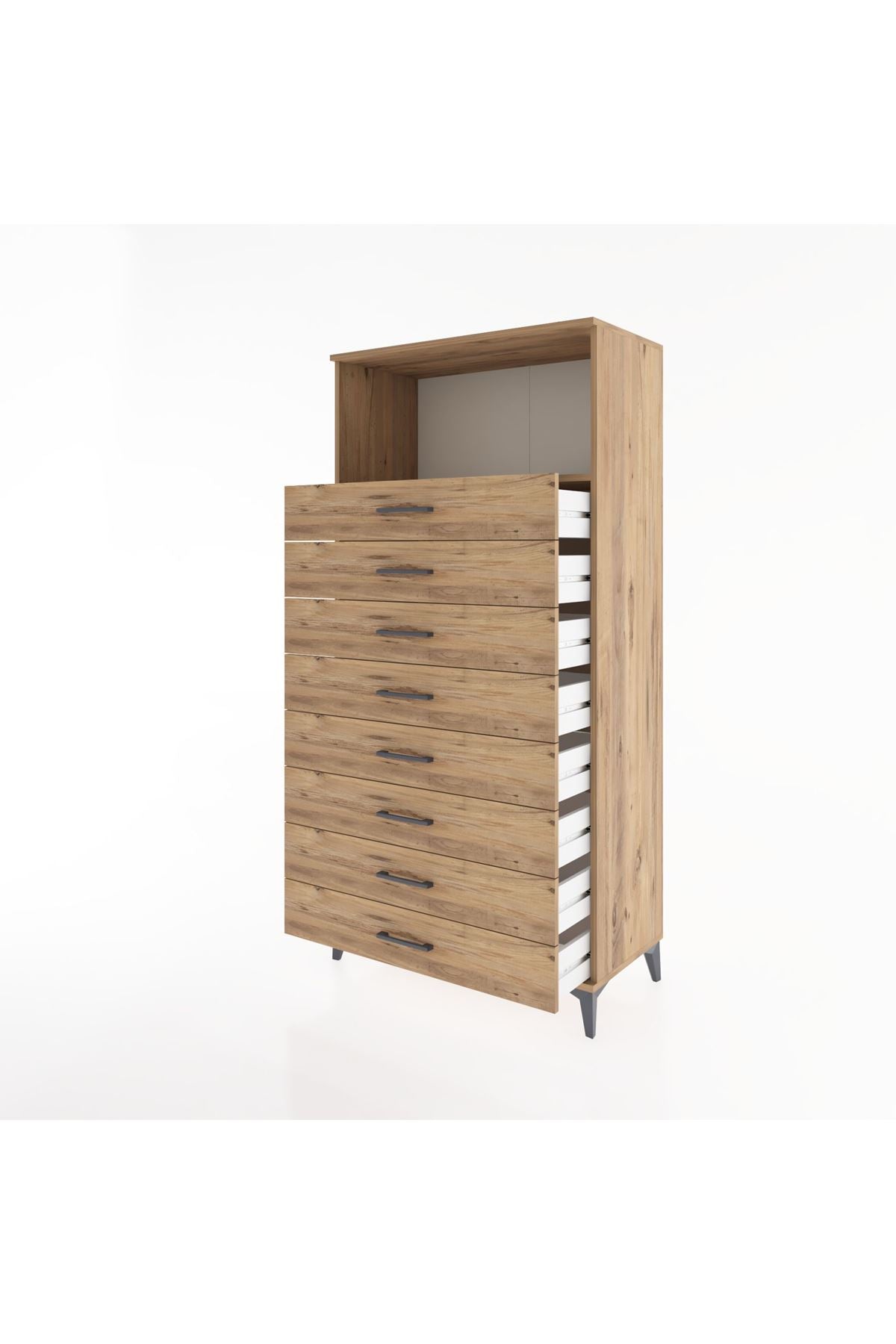 Hyperion Dolap Tek Raflı 8 Çekmeceli 88x44x182 - S57M032V9B