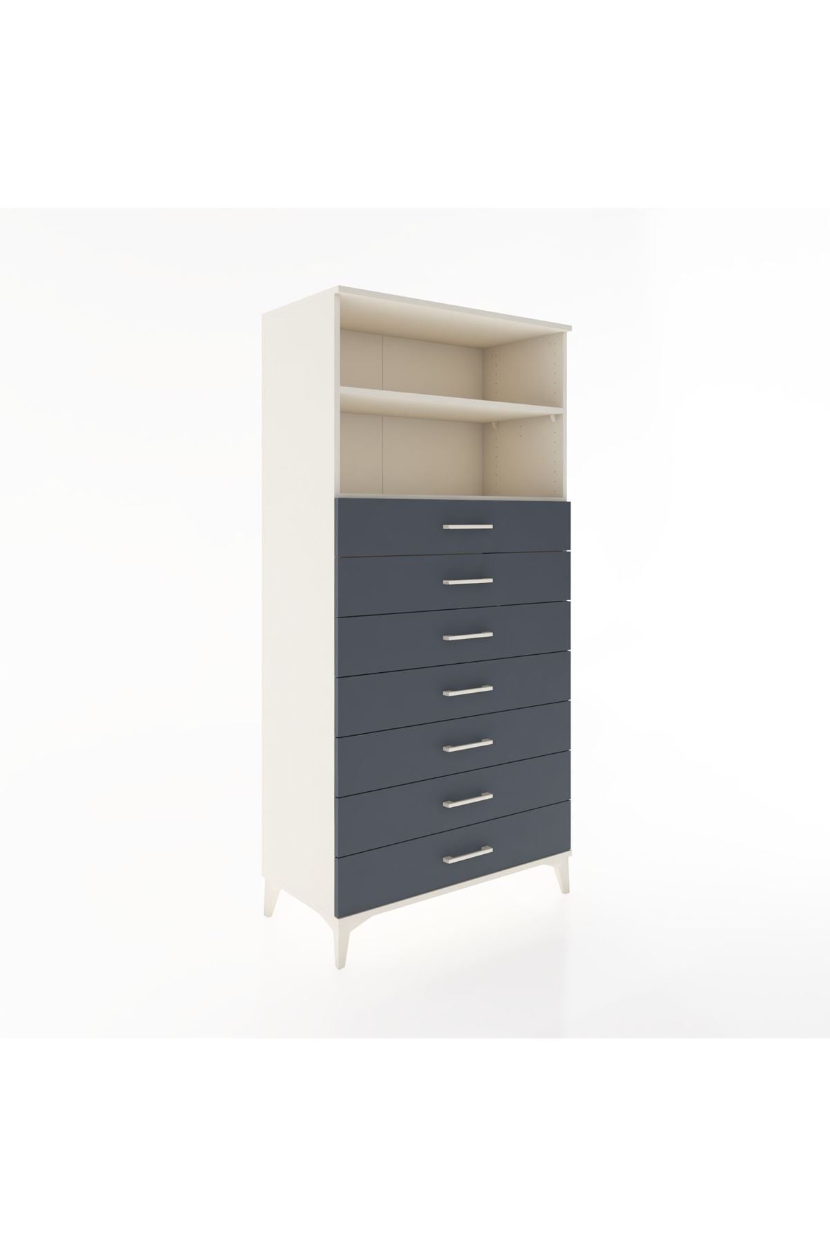 Hyperion Dolap 2 Raflı 7 Çekmeceli 88x44x182 Aytaşı-Antrasit