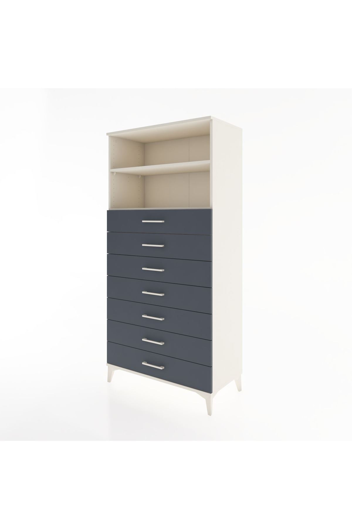 Hyperion Dolap 2 Raflı 7 Çekmeceli 88x44x182 Aytaşı-Antrasit