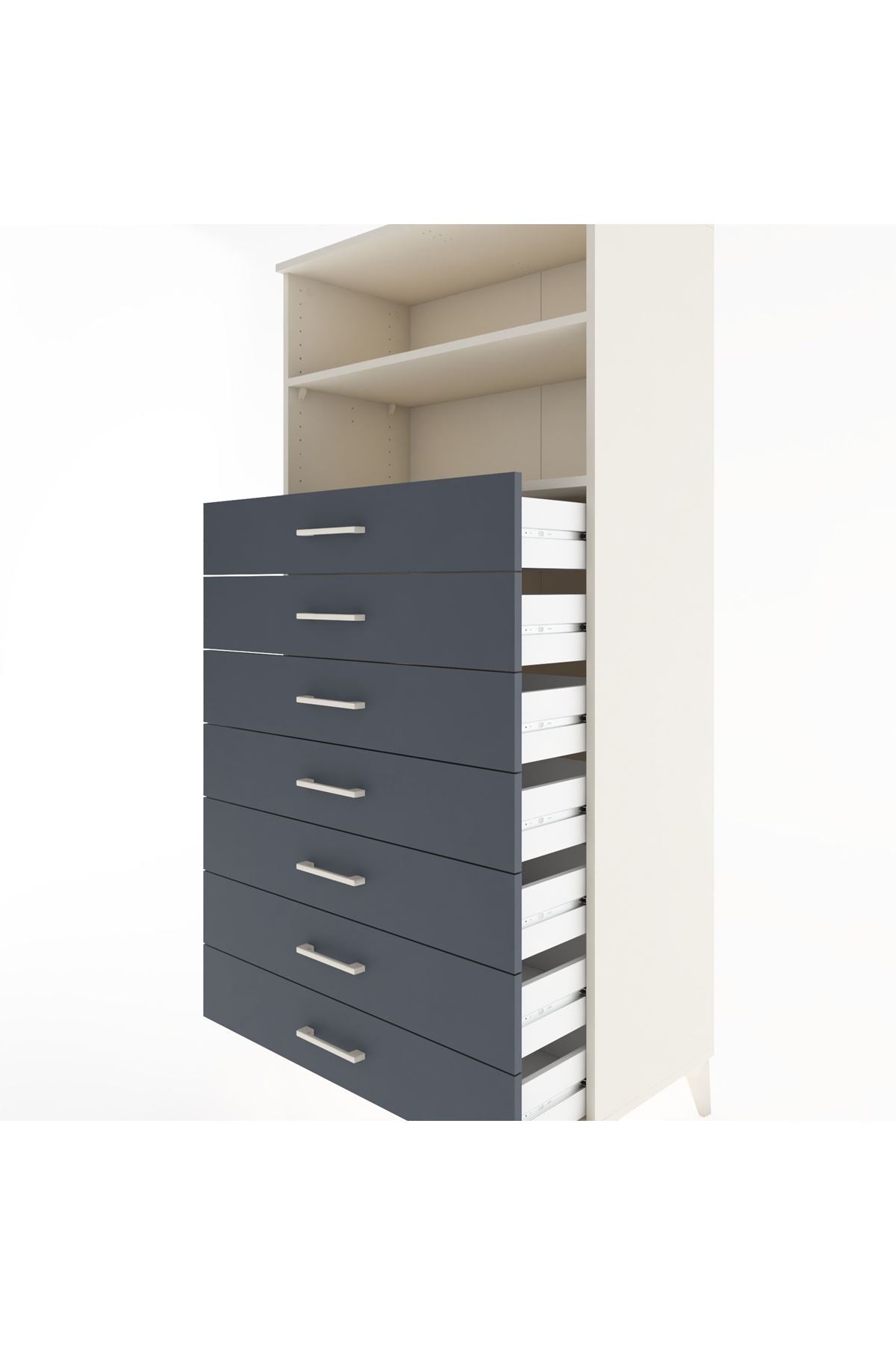 Hyperion Dolap 2 Raflı 7 Çekmeceli 88x44x182 Aytaşı-Antrasit