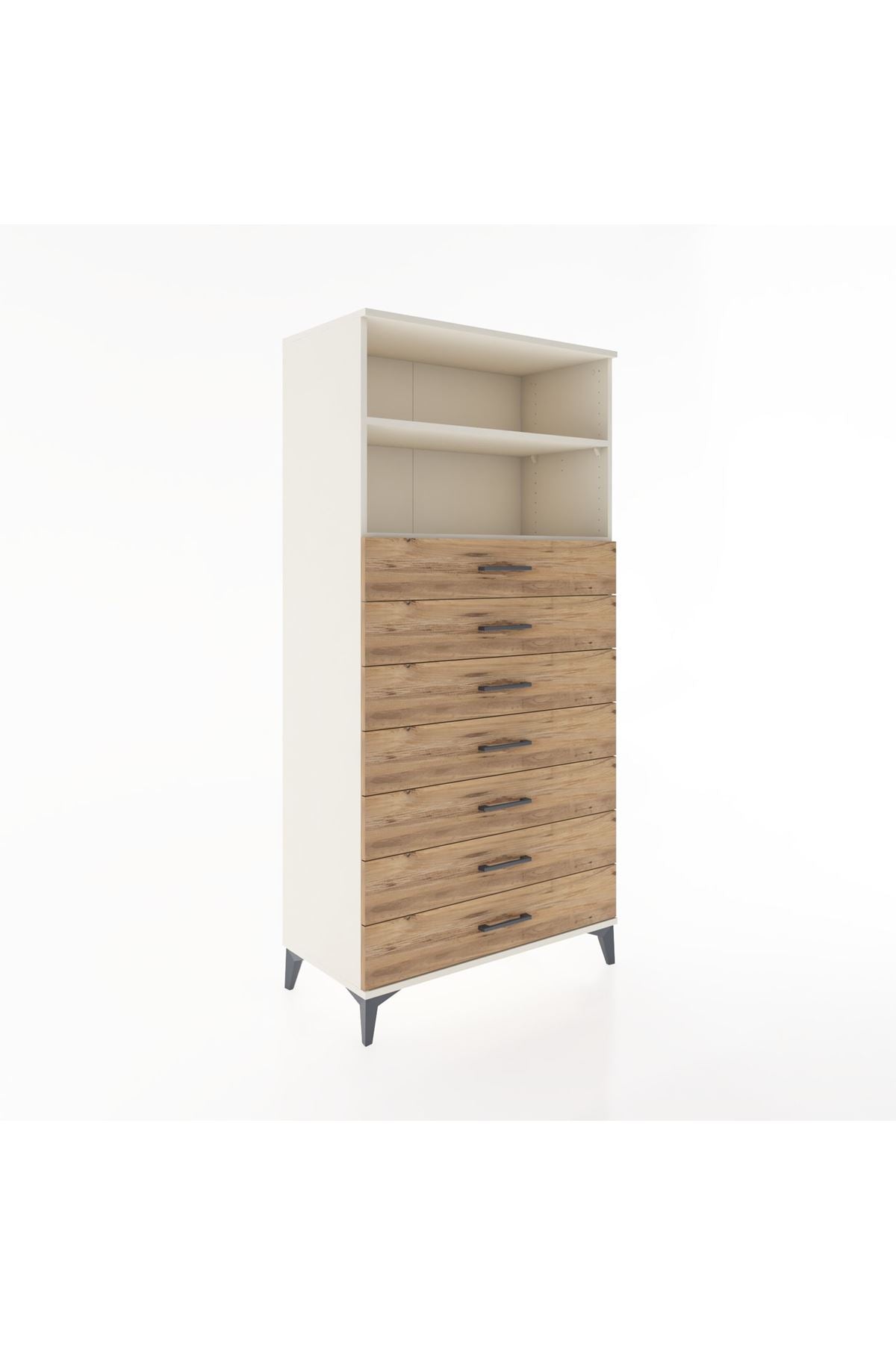 Hyperion Dolap 2 Raflı 7 Çekmeceli 88x44x182 Aytaşı-Çam