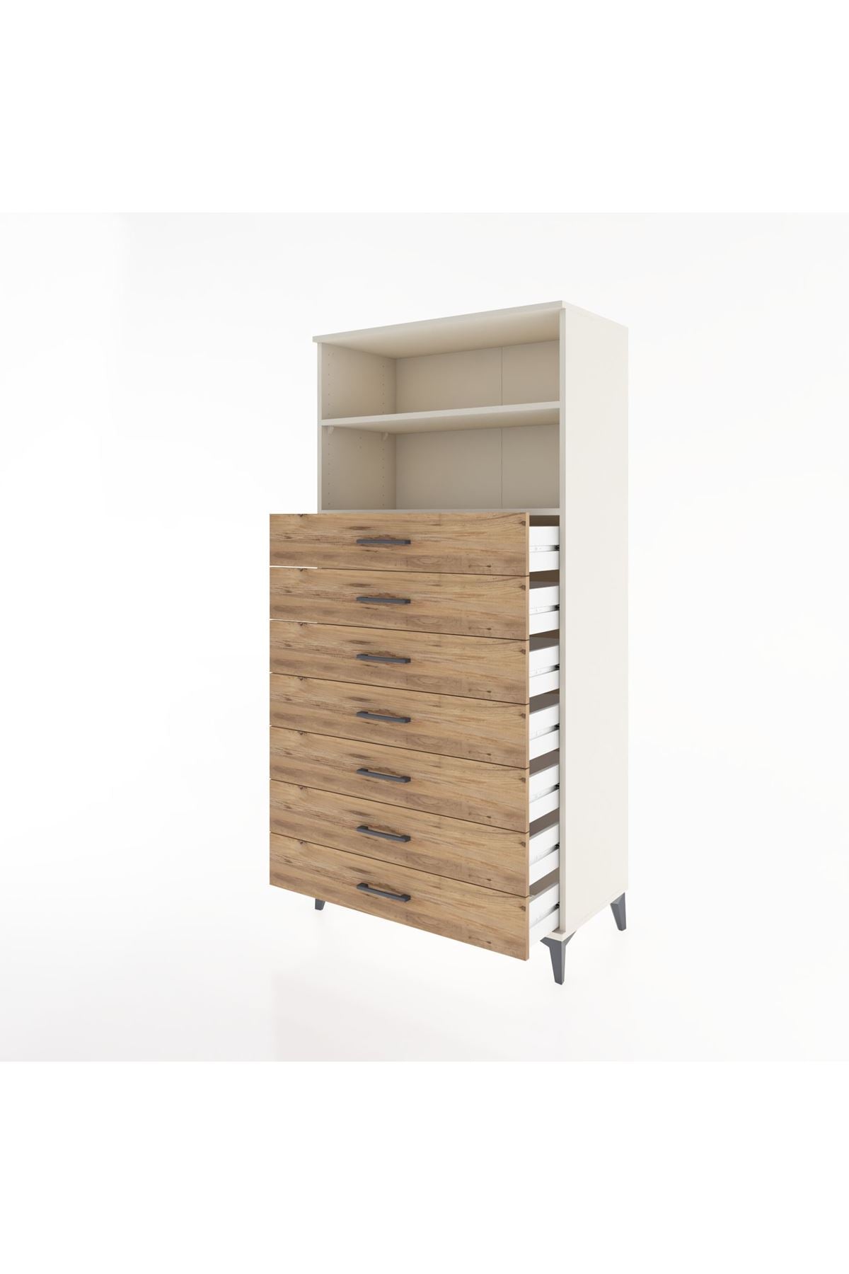 Hyperion Dolap 2 Raflı 7 Çekmeceli 88x44x182 Aytaşı-Çam