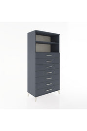 Hyperion Dolap 2 Raflı 7 Çekmeceli 88x44x182 Antrasit-Antrasit