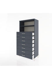 Hyperion Dolap 2 Raflı 7 Çekmeceli 88x44x182 Antrasit-Antrasit