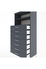 Hyperion Dolap 2 Raflı 7 Çekmeceli 88x44x182 Antrasit-Antrasit