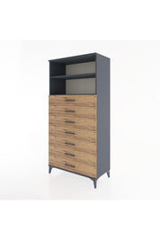Hyperion Dolap 2 Raflı 7 Çekmeceli 88x44x182 Antrasit-Çam
