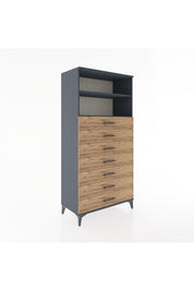 Hyperion Dolap 2 Raflı 7 Çekmeceli 88x44x182 Antrasit-Çam