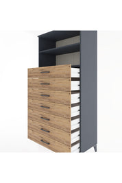 Hyperion Dolap 2 Raflı 7 Çekmeceli 88x44x182 Antrasit-Çam