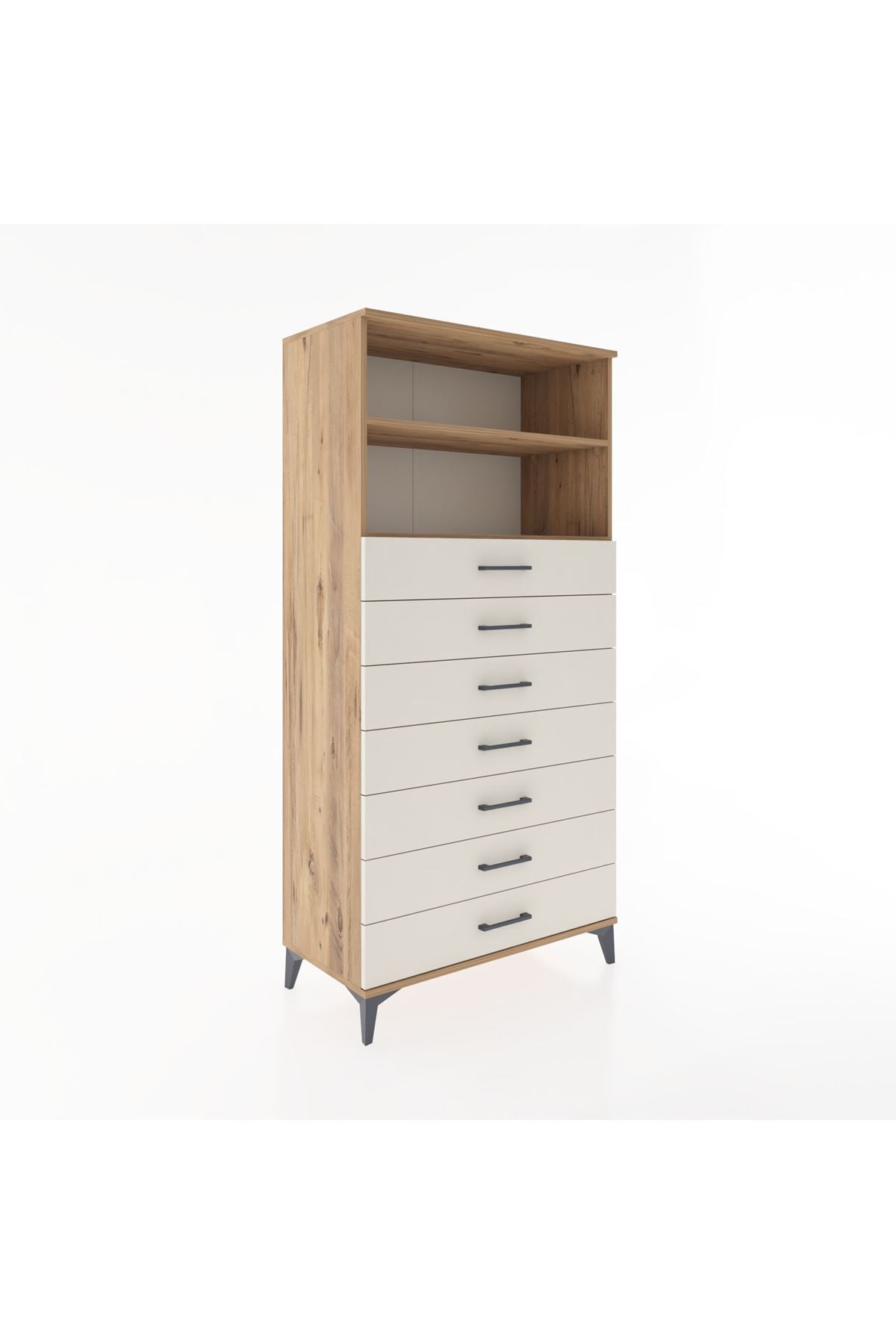 Hyperion Dolap 2 Raflı 7 Çekmeceli 88x44x182 Çam-Aytaşı