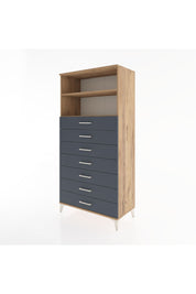 Hyperion Dolap 2 Raflı 7 Çekmeceli 88x44x182 Çam-Antrasit
