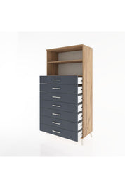 Hyperion Dolap 2 Raflı 7 Çekmeceli 88x44x182 Çam-Antrasit