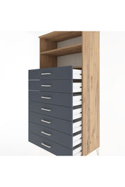 Hyperion Dolap 2 Raflı 7 Çekmeceli 88x44x182 Çam-Antrasit