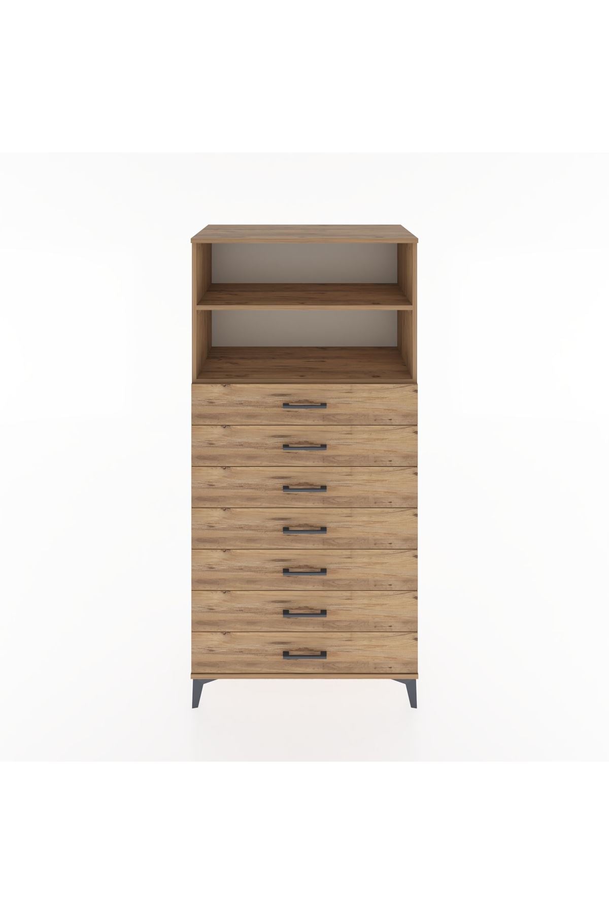 Hyperion Dolap 2 Raflı 7 Çekmeceli 88x44x182 Çam-Çam