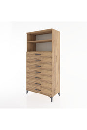 Hyperion Dolap 2 Raflı 7 Çekmeceli 88x44x182 Çam-Çam