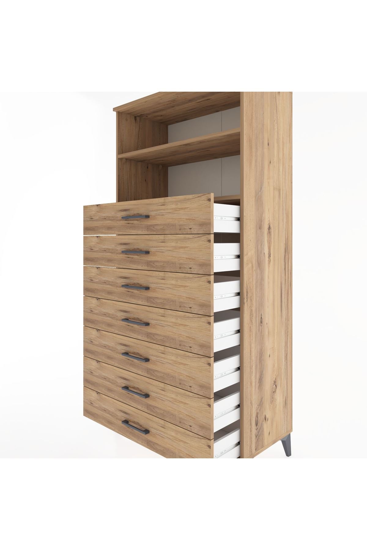 Hyperion Dolap 2 Raflı 7 Çekmeceli 88x44x182 Çam-Çam