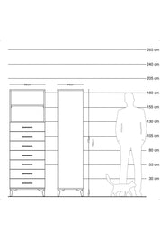 Hyperion Dolap 2 Raflı 7 Çekmeceli 88x44x182 Çam-Çam