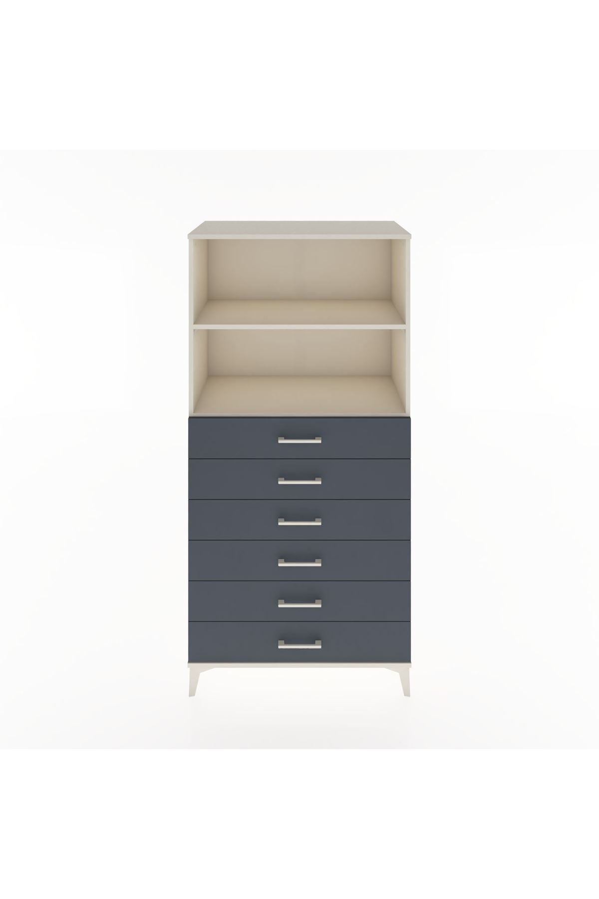 Hyperion Dolap 2 Raflı 6 Çekmeceli 88x44x182 Aytaşı-Antrasit