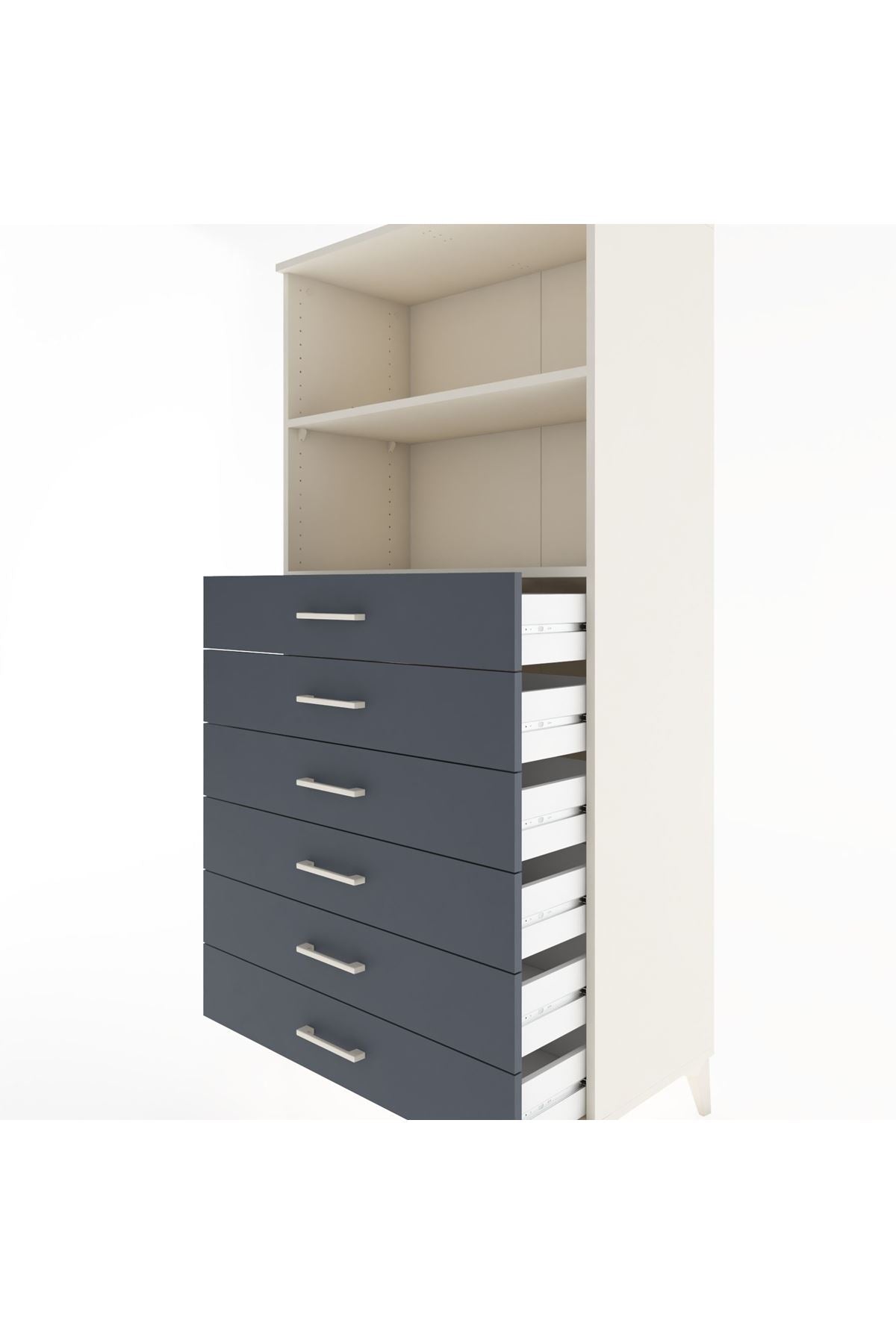 Hyperion Dolap 2 Raflı 6 Çekmeceli 88x44x182 Aytaşı-Antrasit