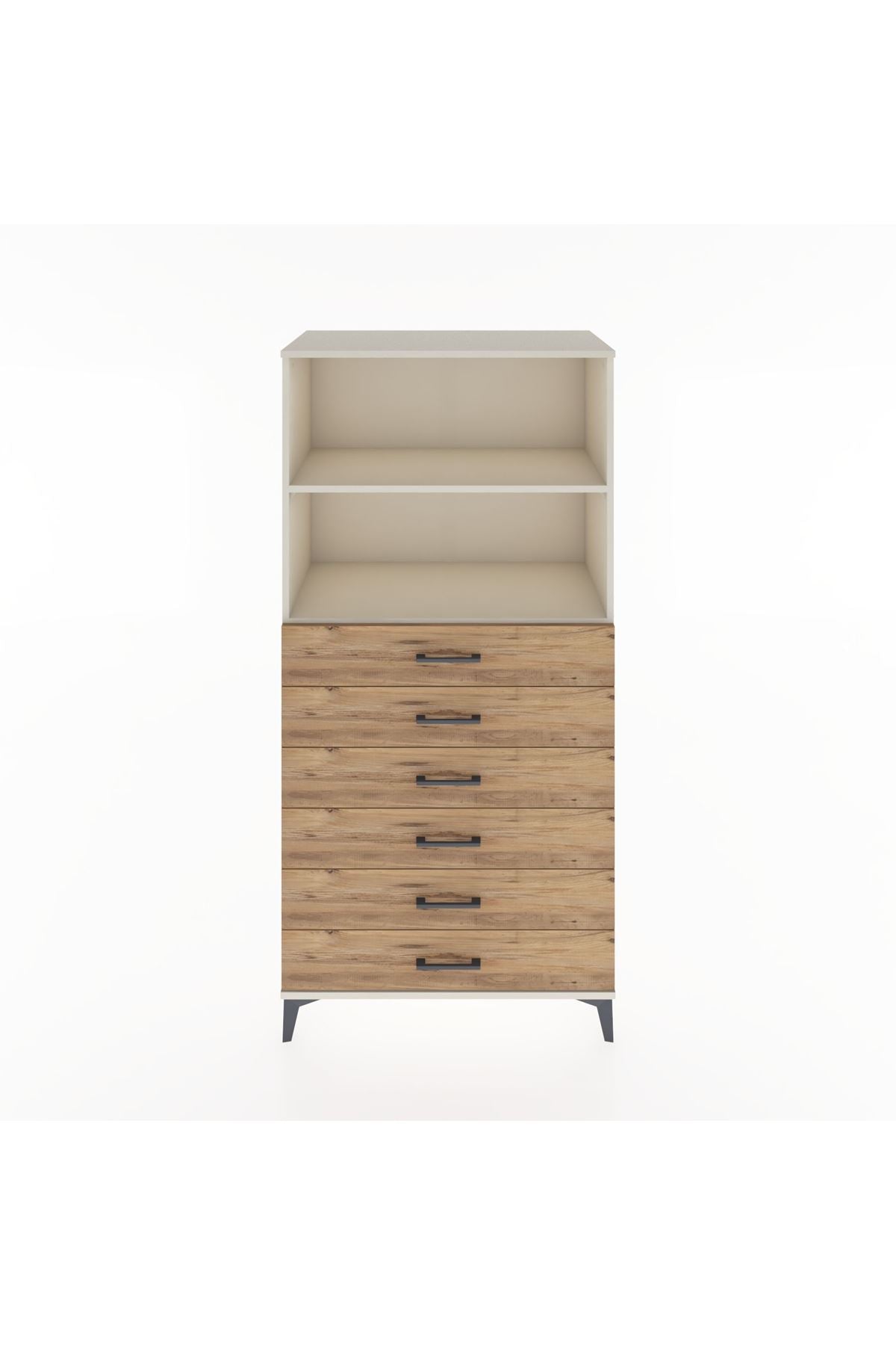 Hyperion Dolap 2 Raflı 6 Çekmeceli 88x44x182 Aytaşı-Çam