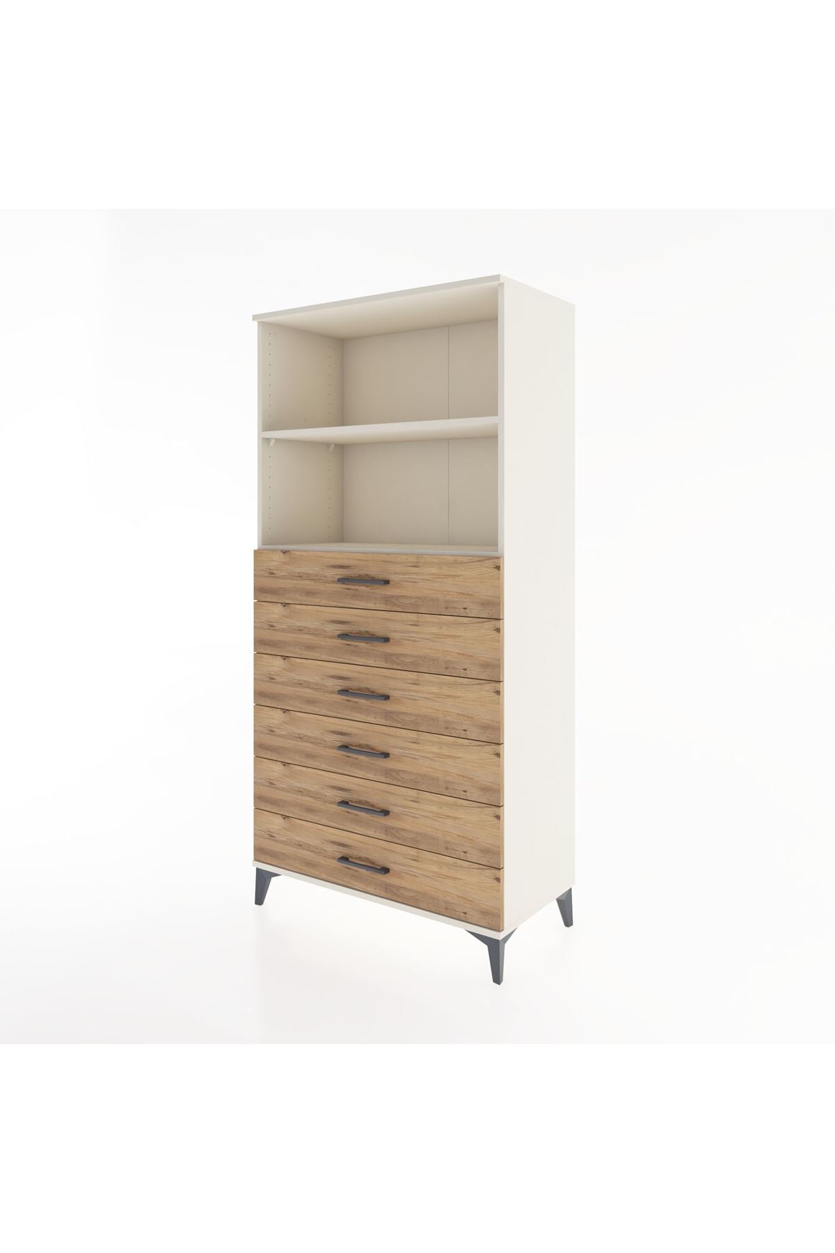 Hyperion Dolap 2 Raflı 6 Çekmeceli 88x44x182 Aytaşı-Çam