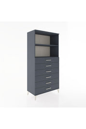 Hyperion Dolap 2 Raflı 6 Çekmeceli 88x44x182 Antrasit-Antrasit