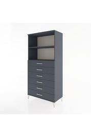 Hyperion Dolap 2 Raflı 6 Çekmeceli 88x44x182 Antrasit-Antrasit