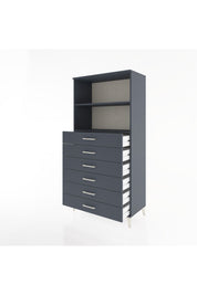 Hyperion Dolap 2 Raflı 6 Çekmeceli 88x44x182 Antrasit-Antrasit