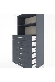 Hyperion Dolap 2 Raflı 6 Çekmeceli 88x44x182 Antrasit-Antrasit